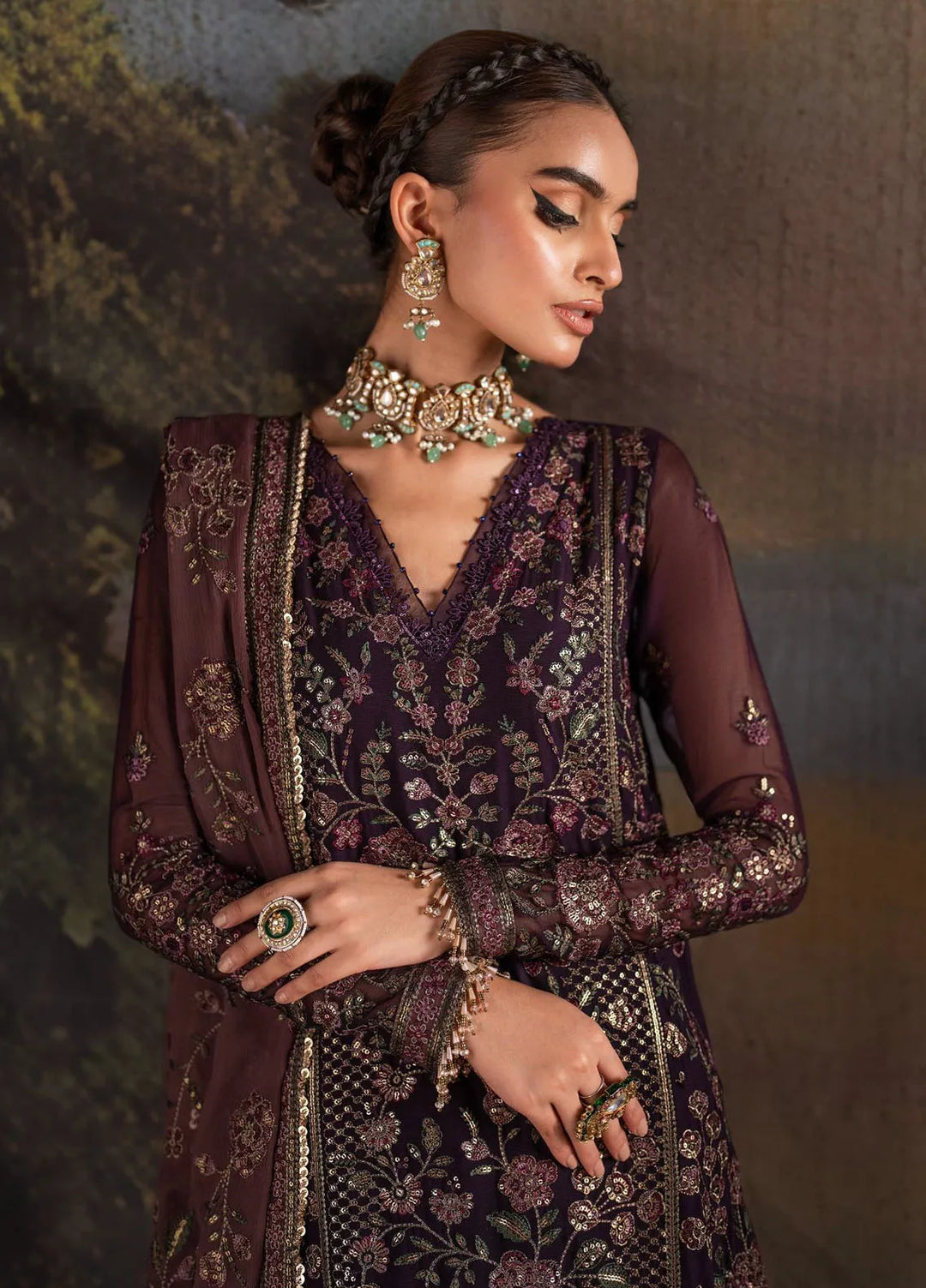 Rouge by Zarif Embroidered Chiffon Suits Unstitched 3 Piece ZF24R ZRW 08 Hannah - Wedding Collection