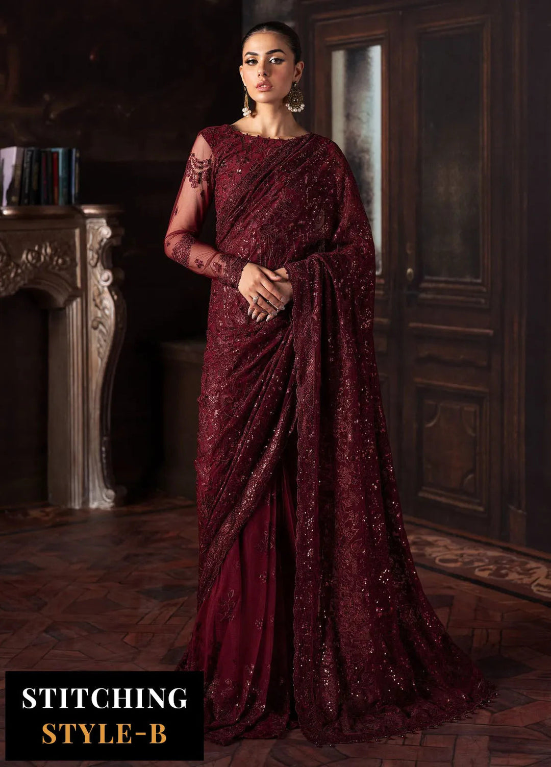 Rouge by Zarif Embroidered Net Suits Unstitched 3 Piece ZR25UF ZRW 02 Mabel - Wedding Collection