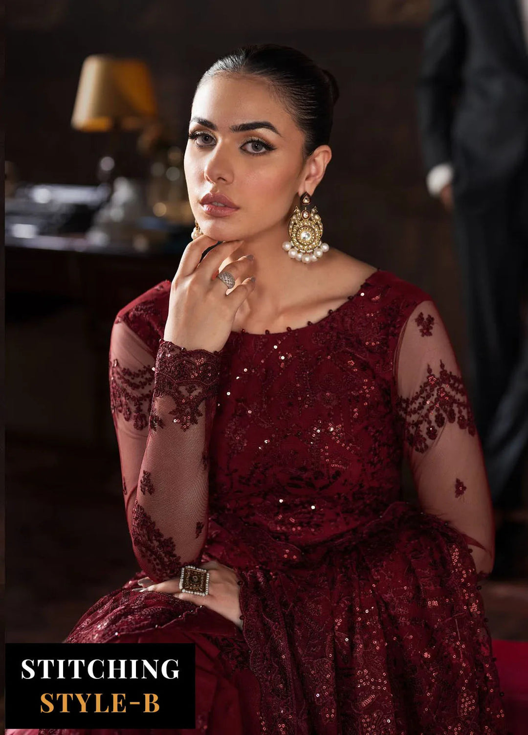 Rouge by Zarif Embroidered Net Suits Unstitched 3 Piece ZR25UF ZRW 02 Mabel - Wedding Collection