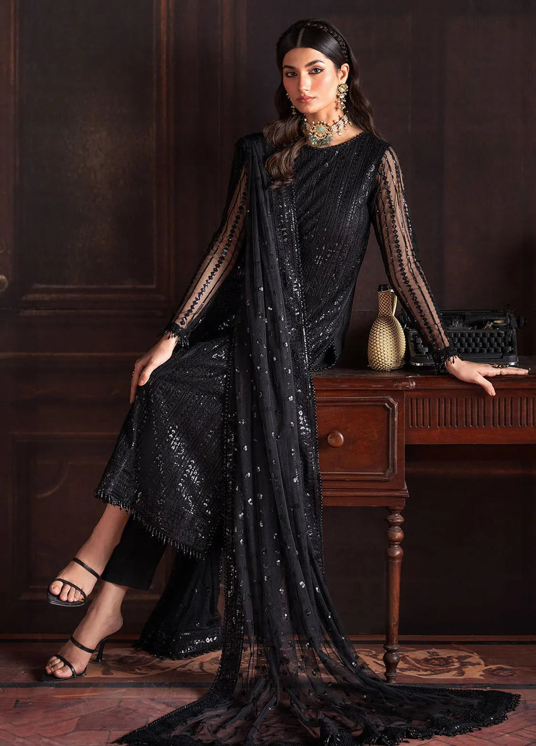 Rouge by Zarif Embroidered Net Suits Unstitched 3 Piece ZR25UF ZRW 06 Frances - Wedding Collection