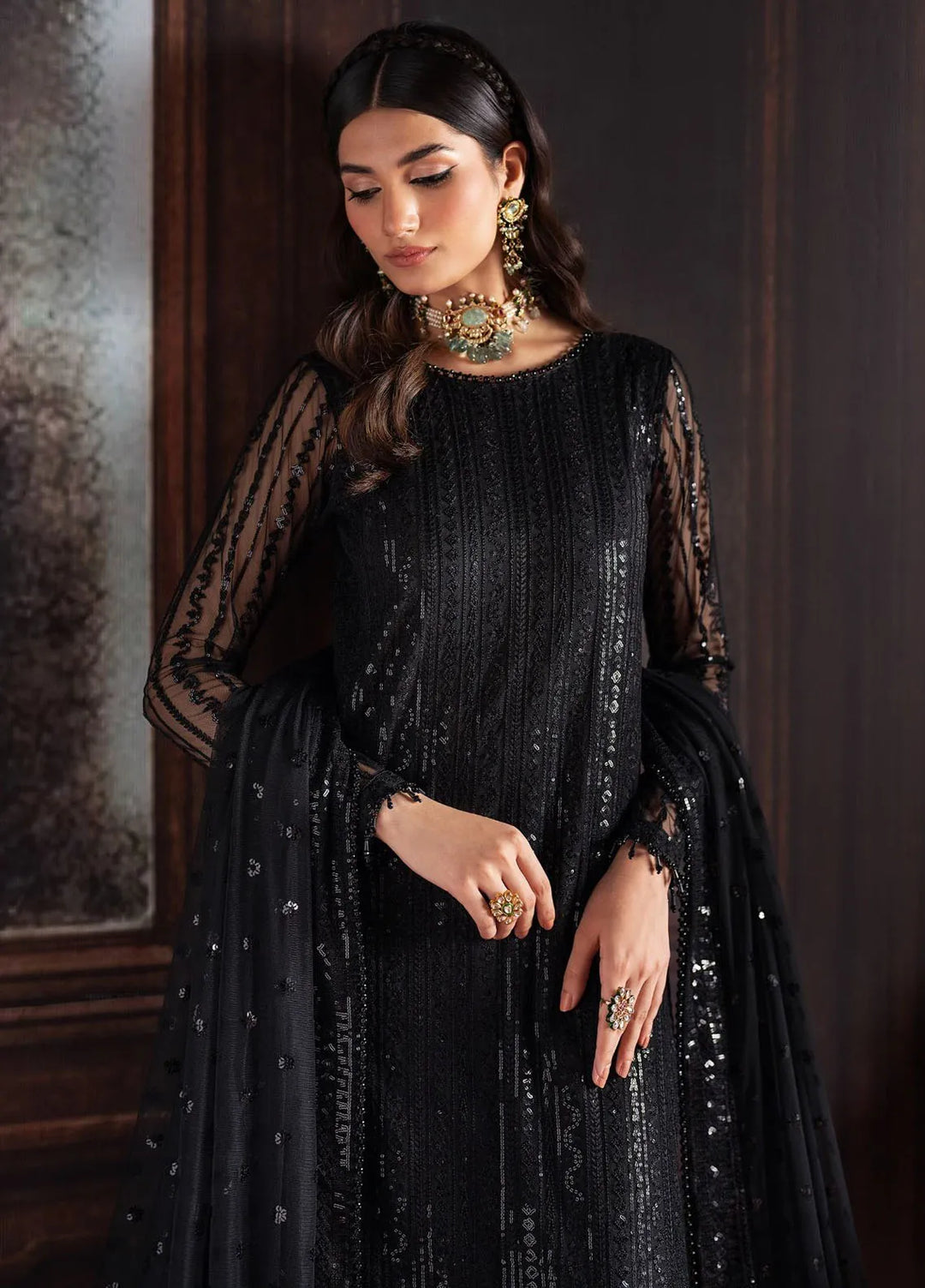 Rouge by Zarif Embroidered Net Suits Unstitched 3 Piece ZF24R ZRW 06 Frances - Wedding Collection