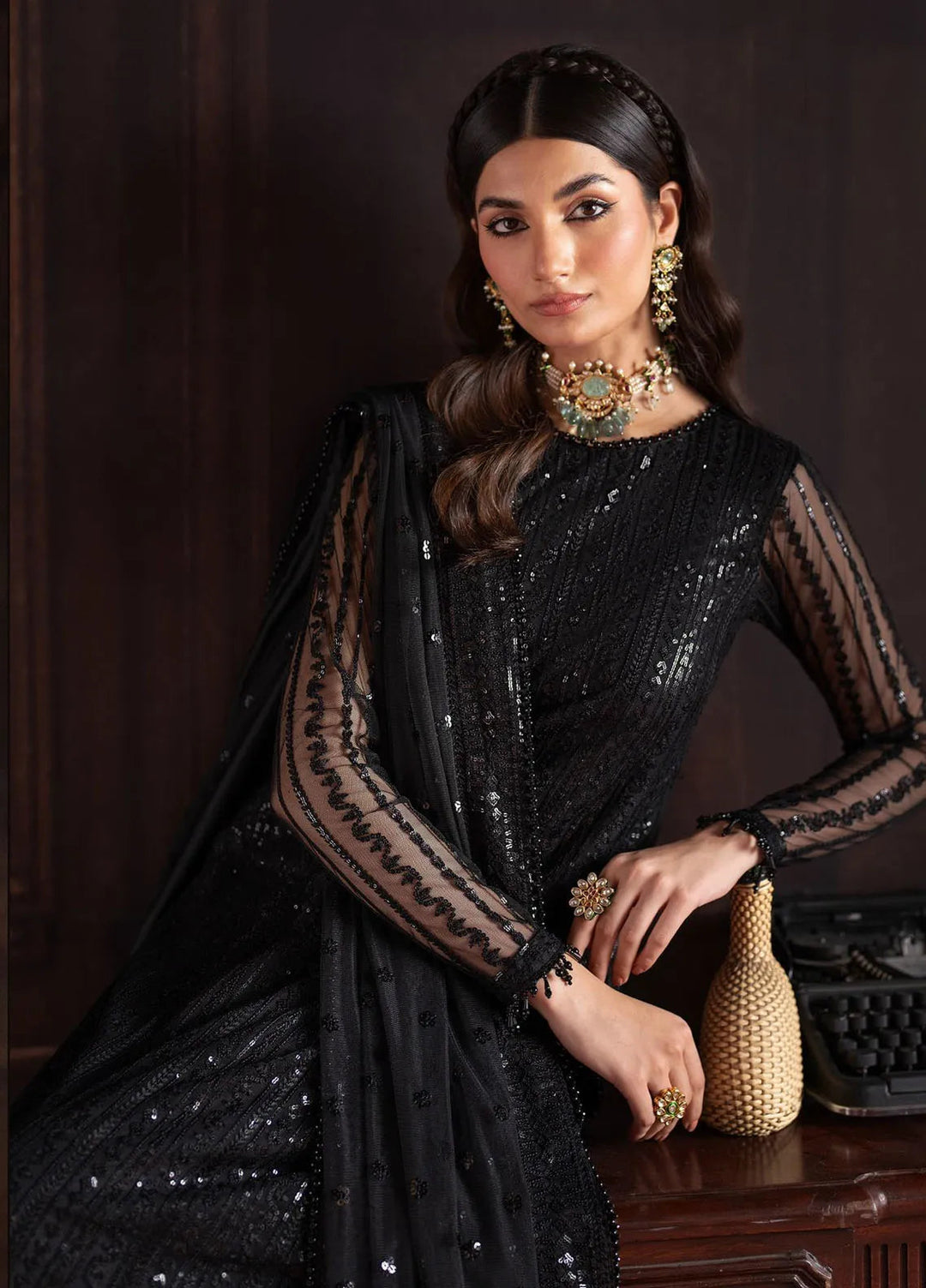 Rouge by Zarif Embroidered Net Suits Unstitched 3 Piece ZR25UF ZRW 06 Frances - Wedding Collection