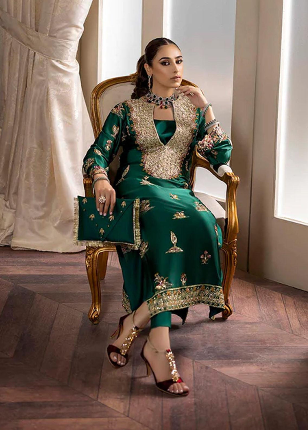 Rozanne By Nuriyaa Embroidered Silk Suits Unstitched 2 Piece NR22R Daphne - Luxury Collection