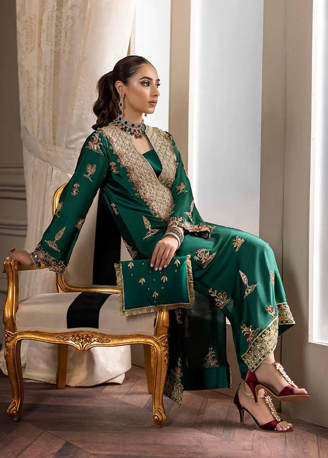 Rozanne By Nuriyaa Embroidered Silk Suits Unstitched 2 Piece NR22R Daphne - Luxury Collection