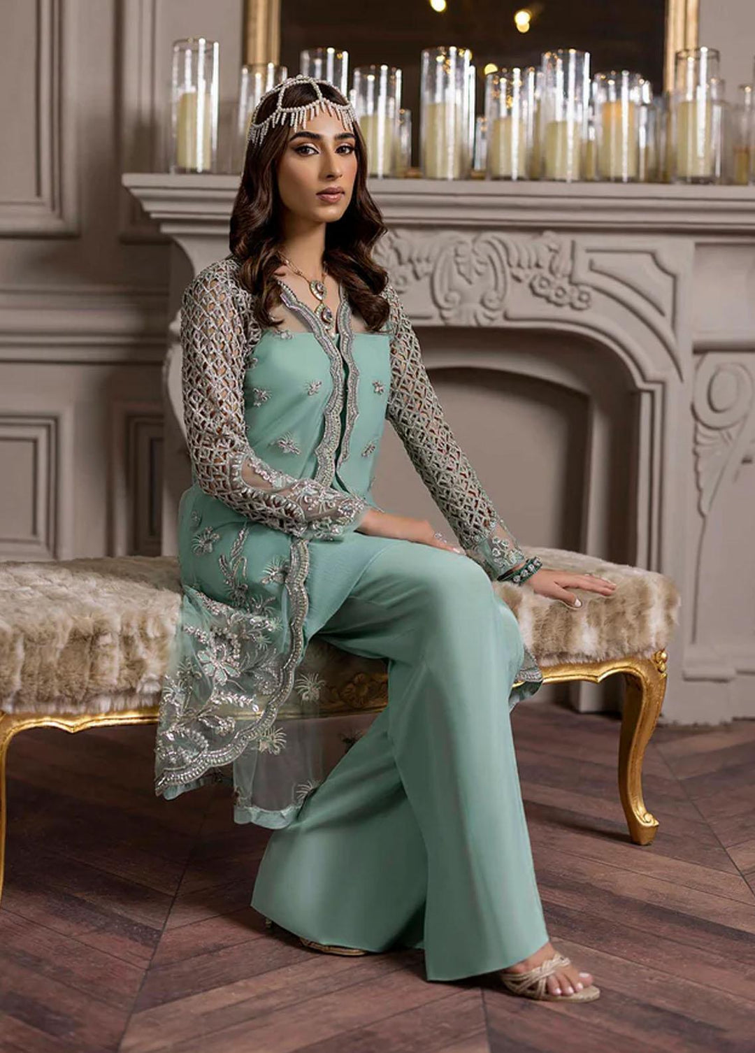 Rozanne By Nuriyaa Embroidered Net Suits Unstitched 3 Piece NR22R Sofia - Luxury Collection