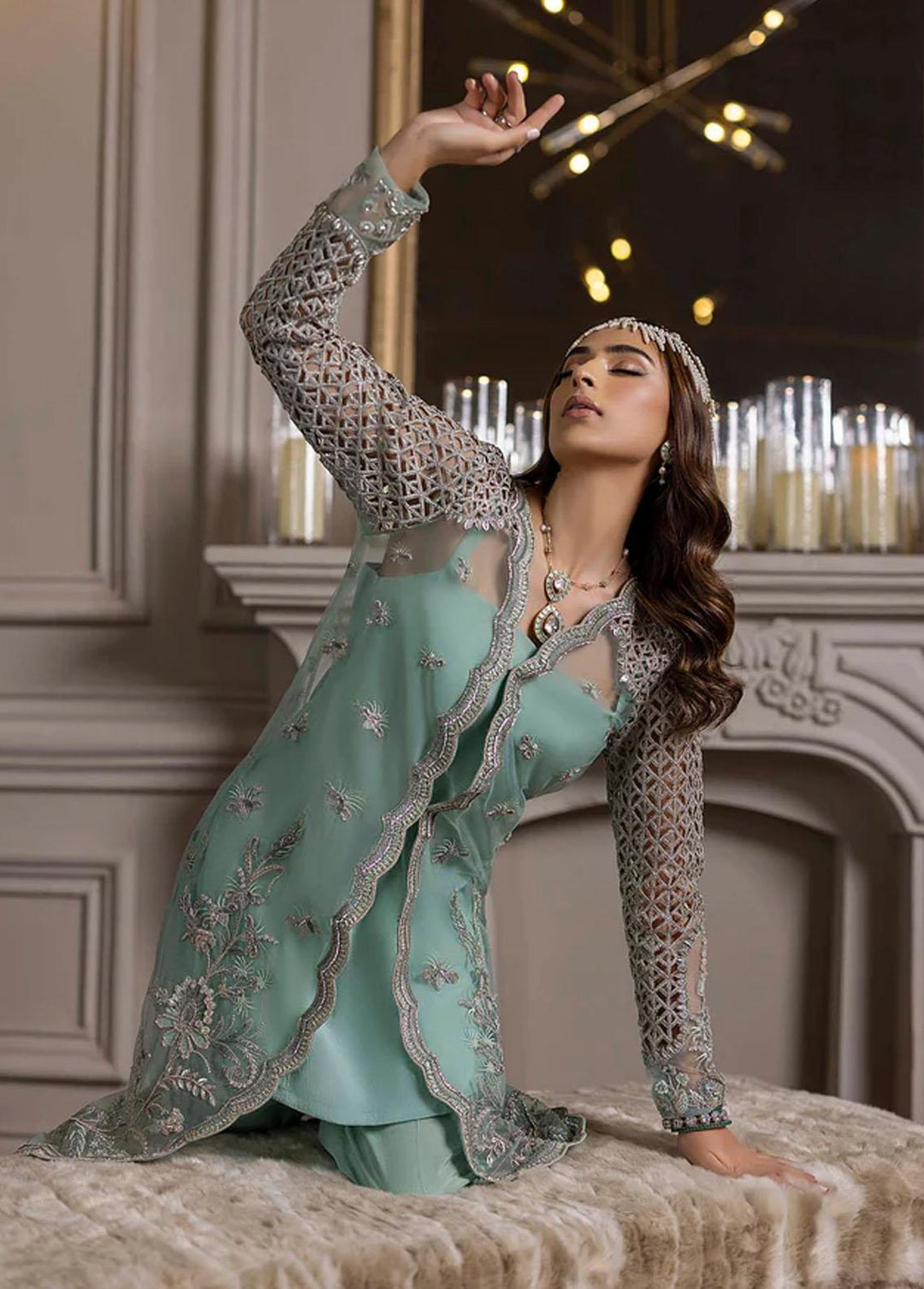 Rozanne By Nuriyaa Embroidered Net Suits Unstitched 3 Piece NR22R Sofia - Luxury Collection