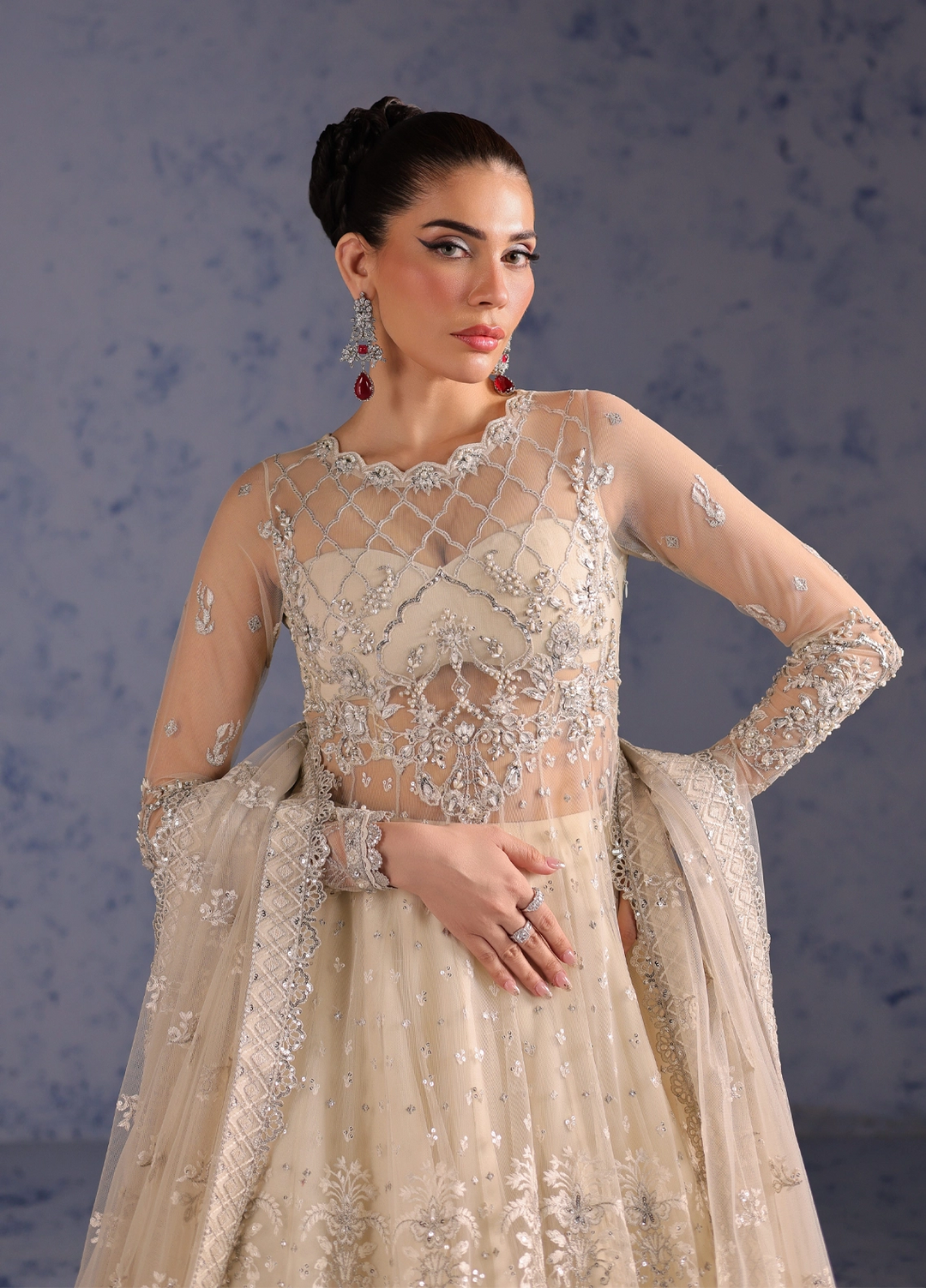 Amoris by Imran Ramzan Embroidered Net 4 Piece Suit Gloire d'Opera - Wedding Collection