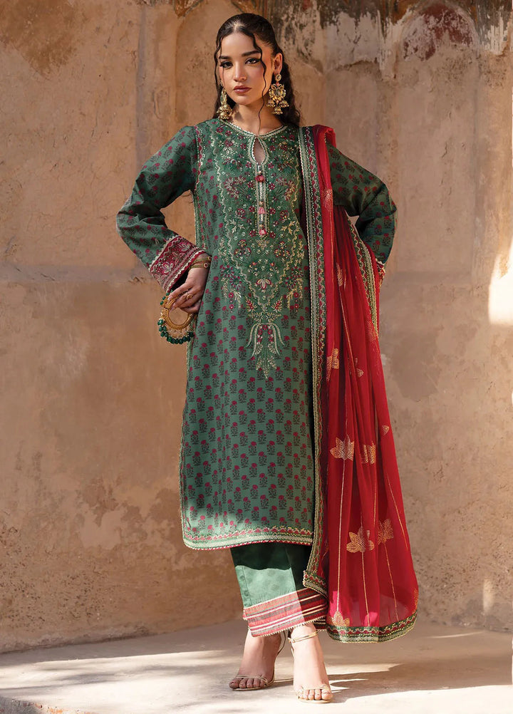 Rumi by Xenia Embroidered Raw Silk Suit Unstitched 3 Piece XE25RF D-02 Khizan - Formals Collection