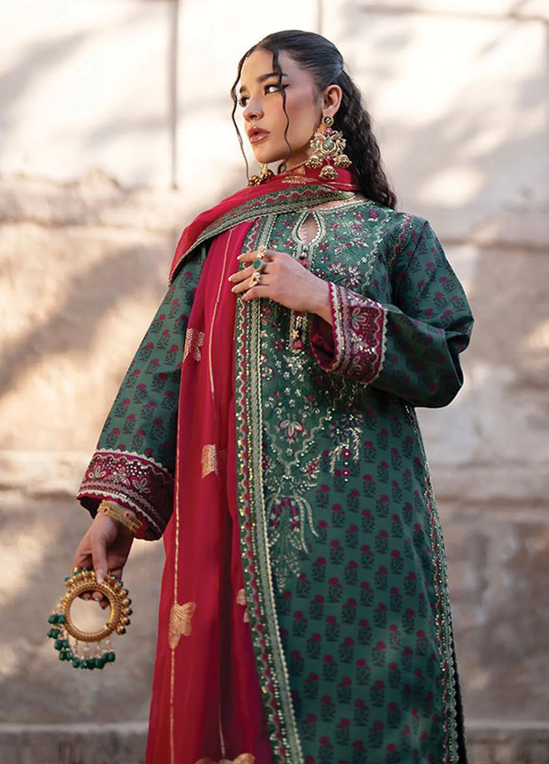 Rumi by Xenia Embroidered Raw Silk Suit Unstitched 3 Piece XE25RF D-02 Khizan - Formals Collection