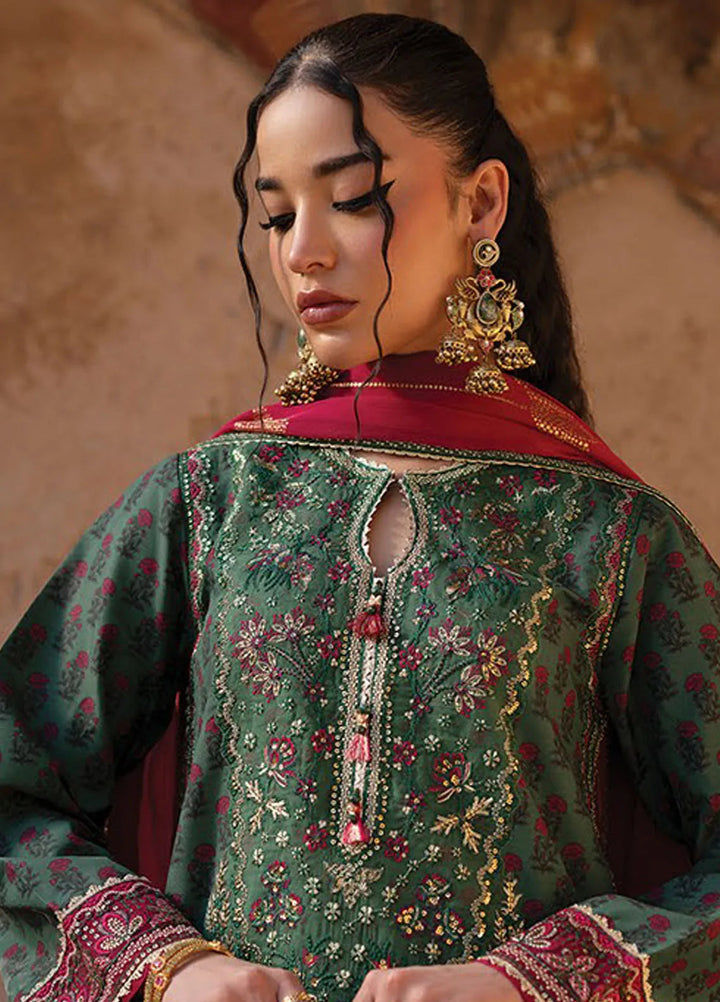 Rumi by Xenia Embroidered Raw Silk Suit Unstitched 3 Piece XE25RF D-02 Khizan - Formals Collection