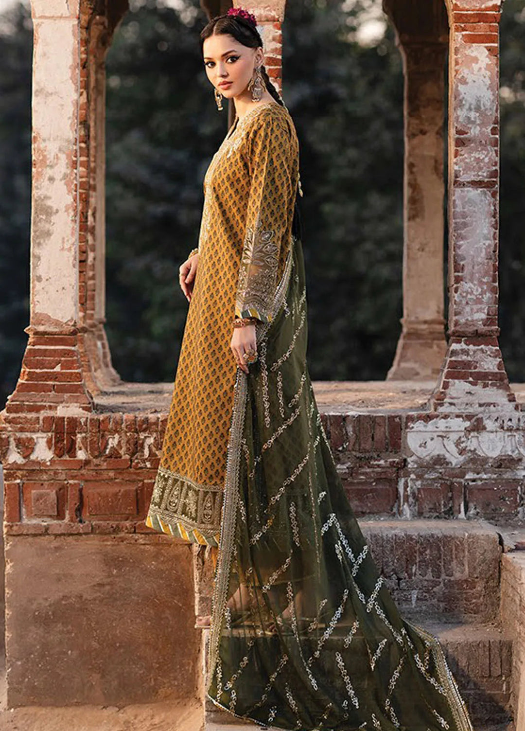 Rumi by Xenia Embroidered Raw Silk Suit Unstitched 3 Piece XE25RF D-10 Malika B - Formals Collection
