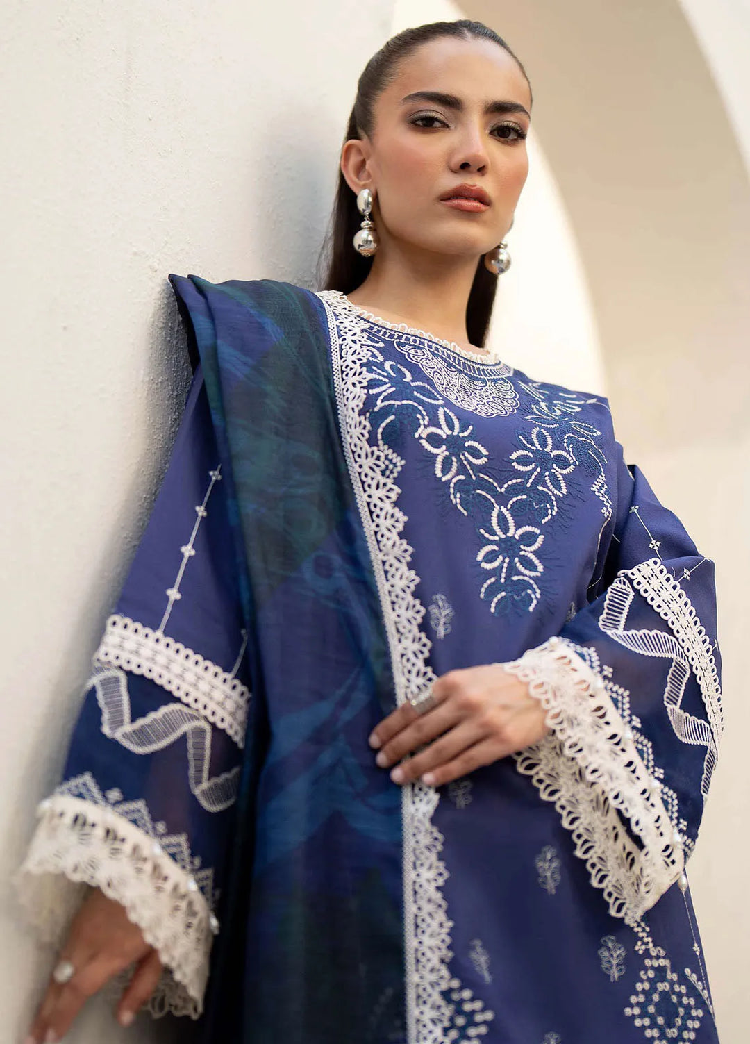 Saad Shaikh Embroidered Lawn Suit Unstitched 3 Piece SSK24E Tawny - Festive Collection