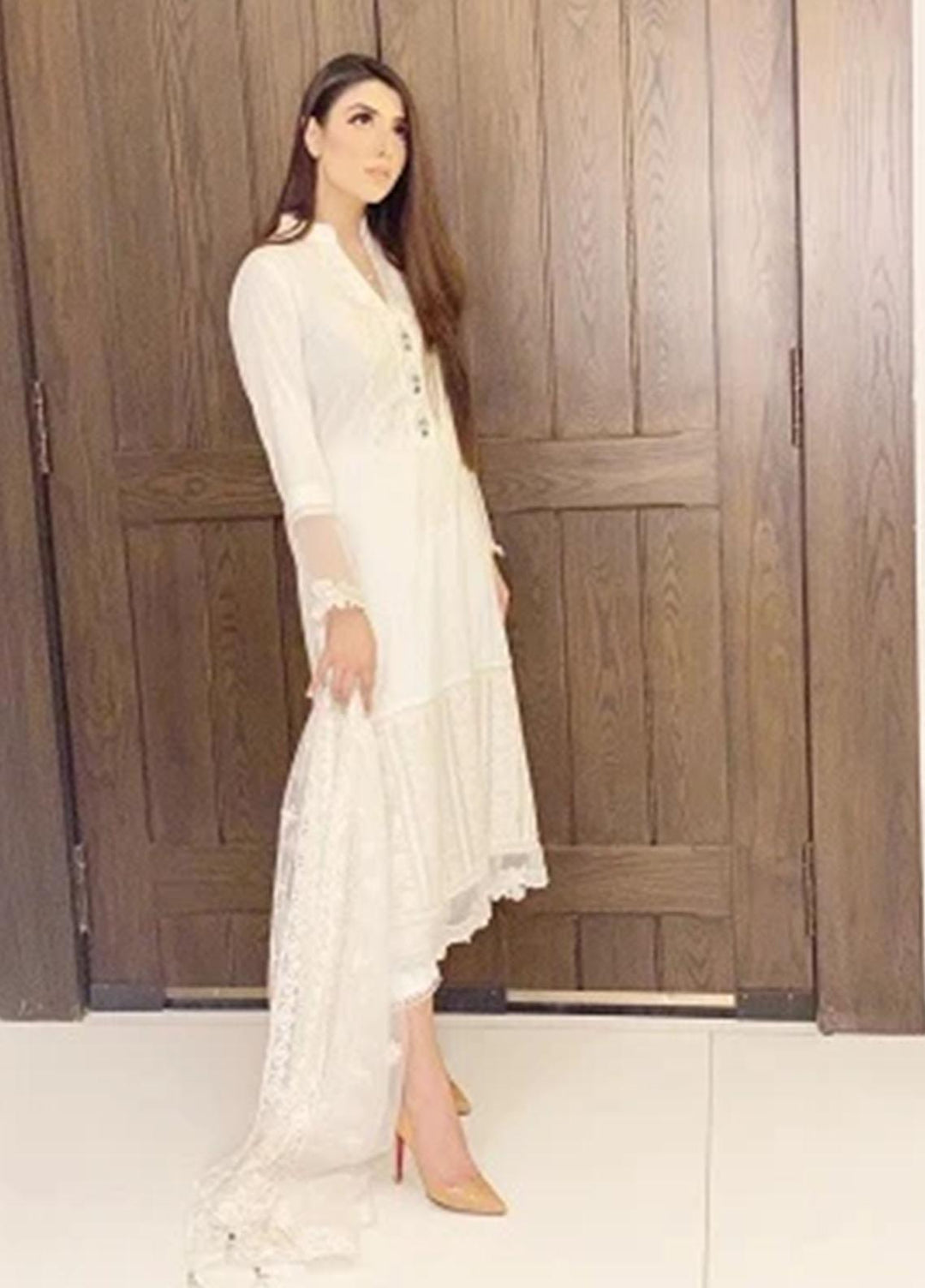 Sadya Sumair Luxury Pret  Cotton 3 Piece Dress SS21N Pale White