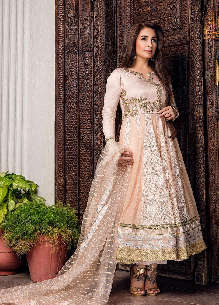 Sadya Sumair Luxury Pret  Kundan Net 2 Piece Dress SS21N Pink Pishwas