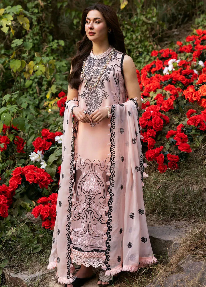 Sable Vogue Embroidered Organza Suit Unstitched 4 Piece SV25LF SL-08-25 - Luxury Collection