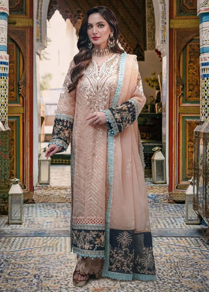 Sable Vogue Embroidered Net Suits Unstitched 4 Piece SV23FU FC-01-23 - Festive Collection