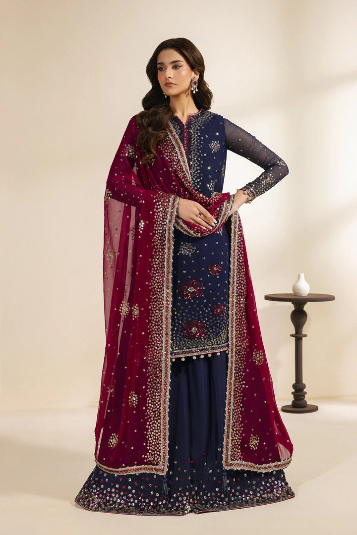 Meraki by Zarif Unstitched Embroidered Chiffon 3 Piece Suit ZR26UCM SABLE 10 - Festive Collection