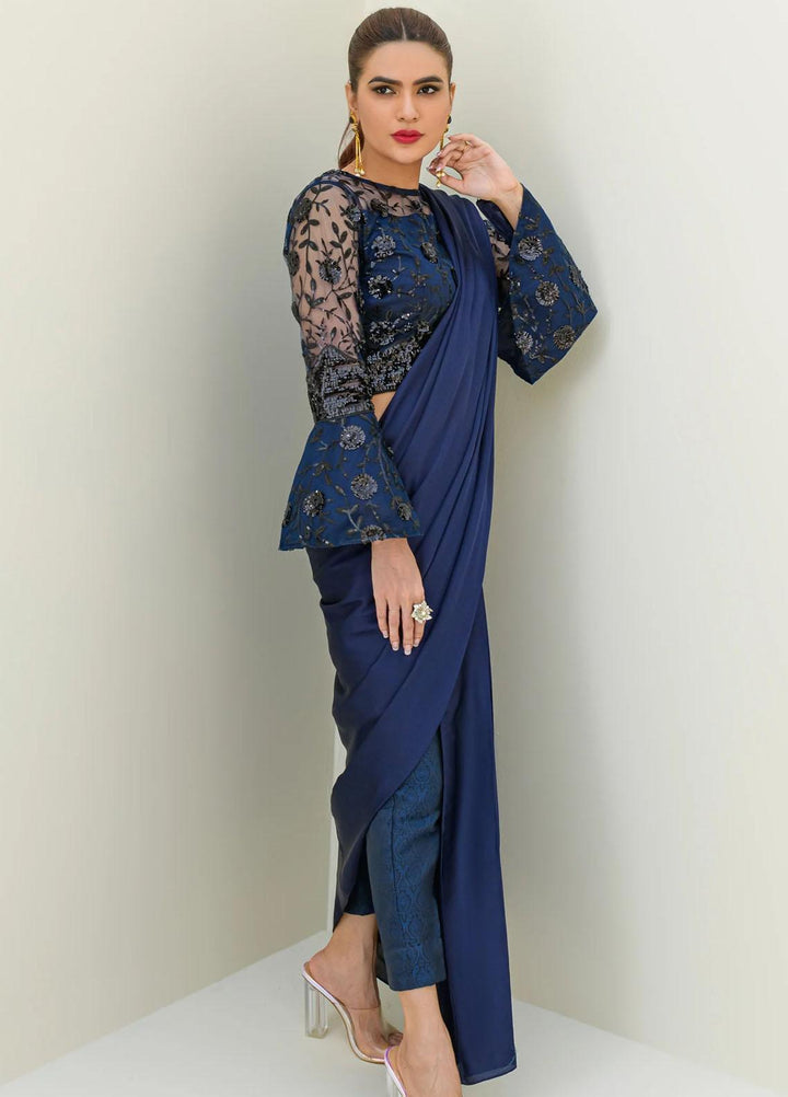 Jooray Kapray Pret Embroidered Silk Saree JKAE003 Gehraai