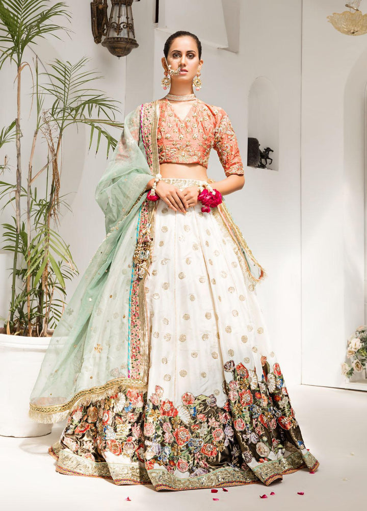 Sadya Sumair Luxury Pret Embroidered Raw Silk 3 Piece Dress Lehnga Choli