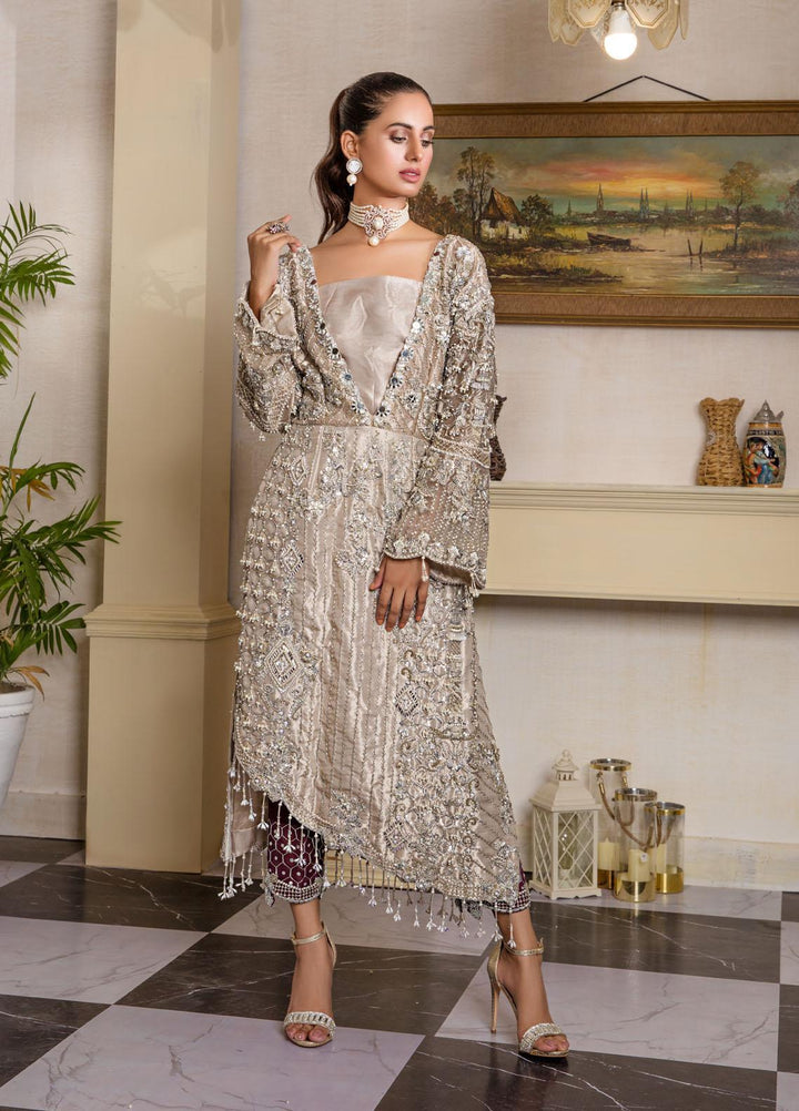 Sadya Sumair Luxury Pret Embroidered Tissue 2 Piece Dress Rose Gold