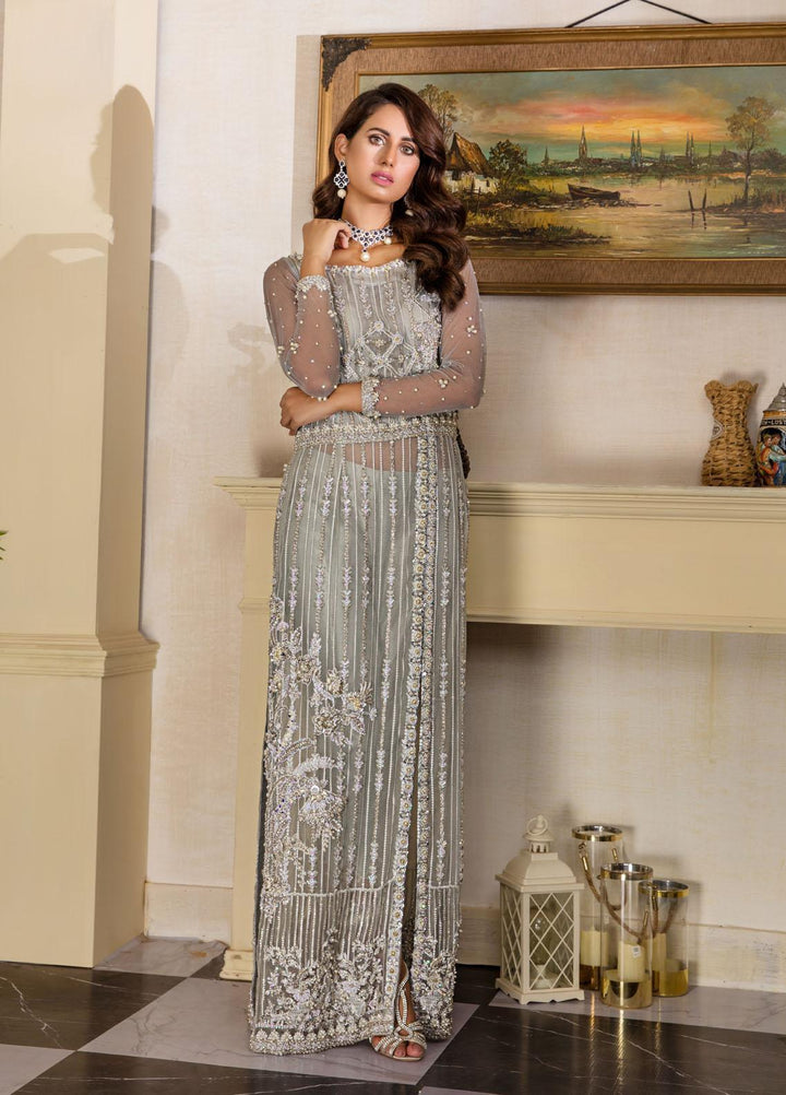 Sadya Sumair Luxury Pret Embroidered Organza 2 Piece Dress Ice Blue