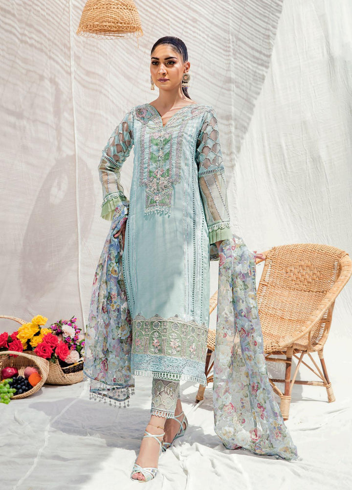 Sadya Sumair Luxury Pret Embroidered Cotton Net 3 Piece Suit Chameli