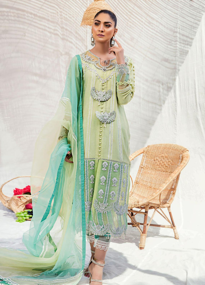 Sadya Sumair Luxury Pret Embroidered Cotton Net 3 Piece Suit Laila