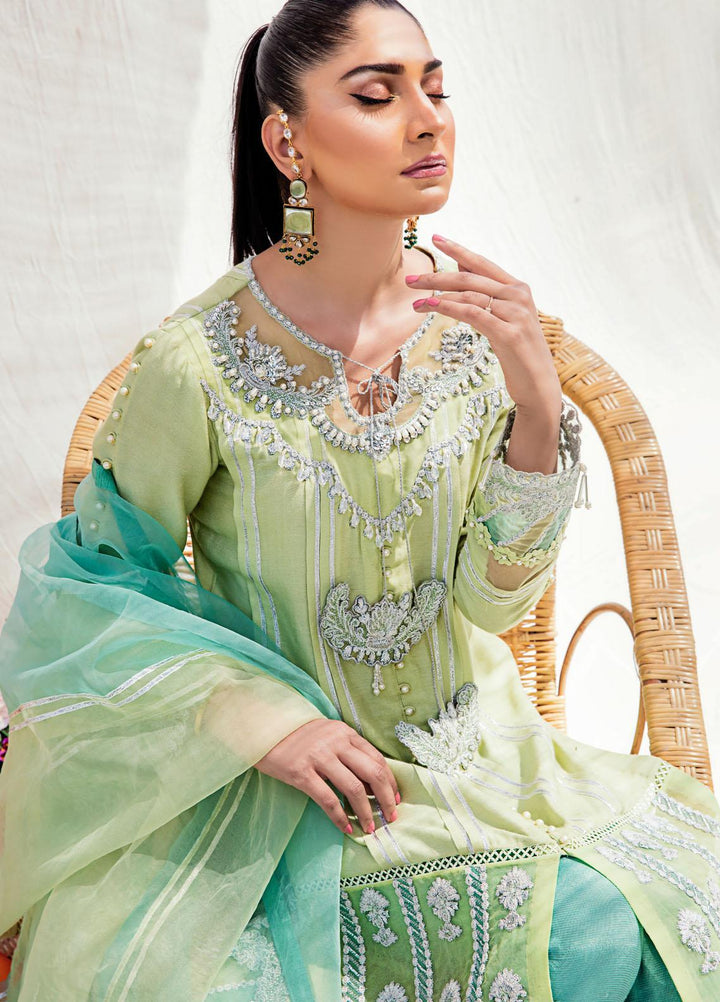 Sadya Sumair Luxury Pret Embroidered Cotton Net 3 Piece Suit Laila