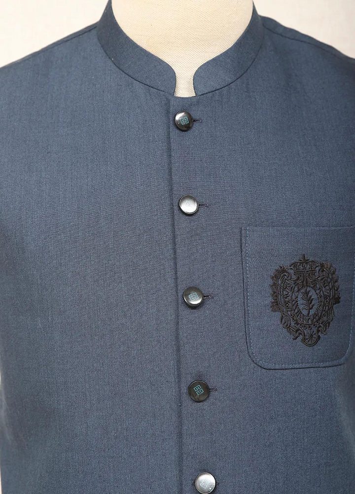 Saeed Ajmal Textured Festive Waistcoat for Men -  10-20-14-1471 Zink