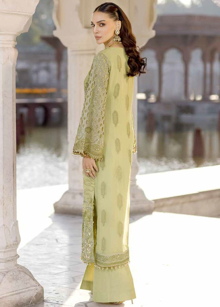 Safeera by Flossie Embroidered Chiffon Suits Unstitched 3 Piece FL24SF S-1301 Honey Haze - Luxury Collection