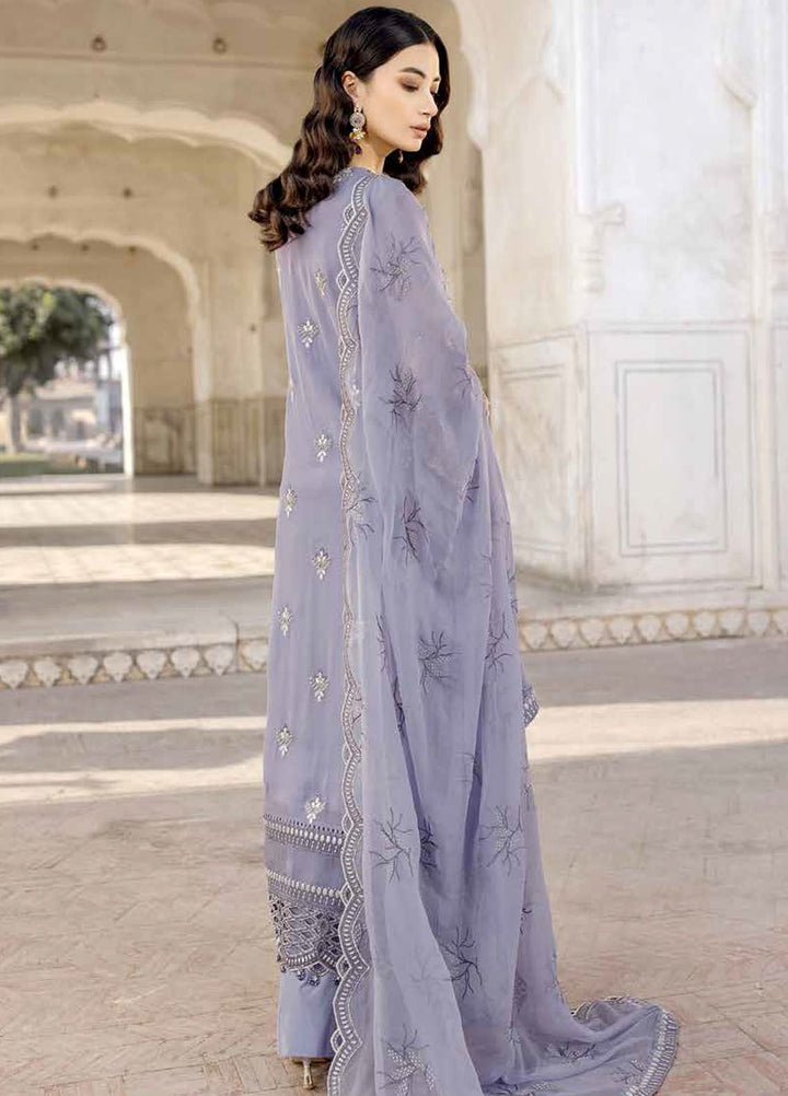 Safeera by Flossie Embroidered Chiffon Suits Unstitched 3 Piece FL24SF S-1303 Violet Sweet - Luxury Collection