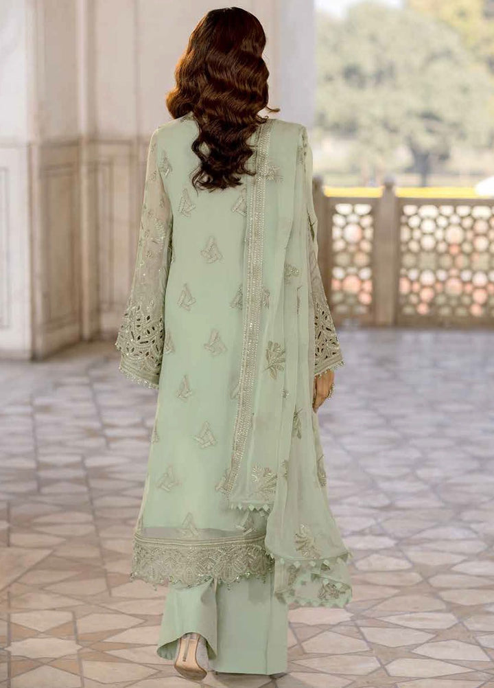 Safeera by Flossie Embroidered Chiffon Suits Unstitched 3 Piece FL24SF S-1304 Luster Green - Luxury Collection