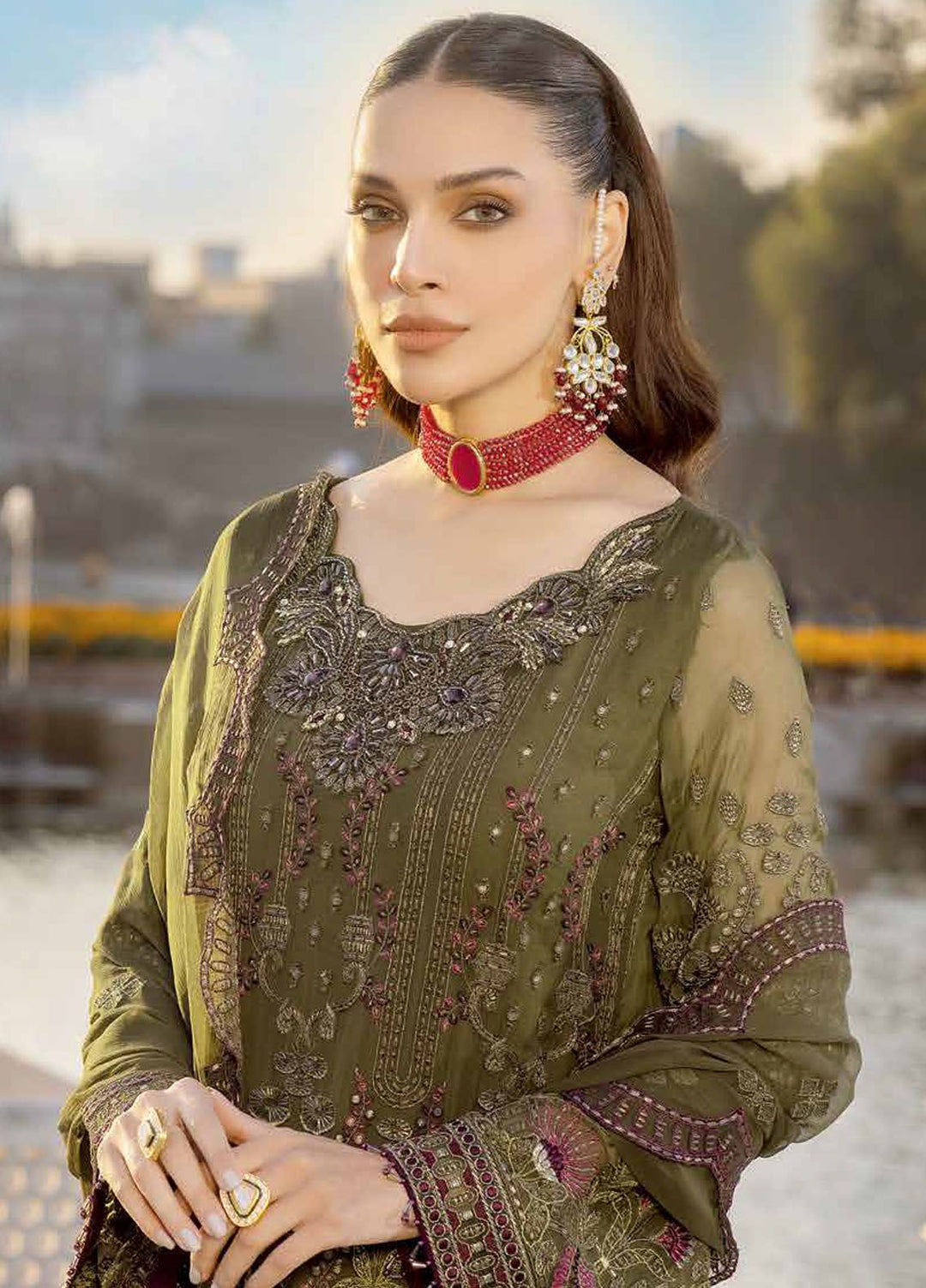 Safeera by Flossie Embroidered Chiffon Suits Unstitched 3 Piece FL24SF S-1307 Ferragnes - Luxury Collection