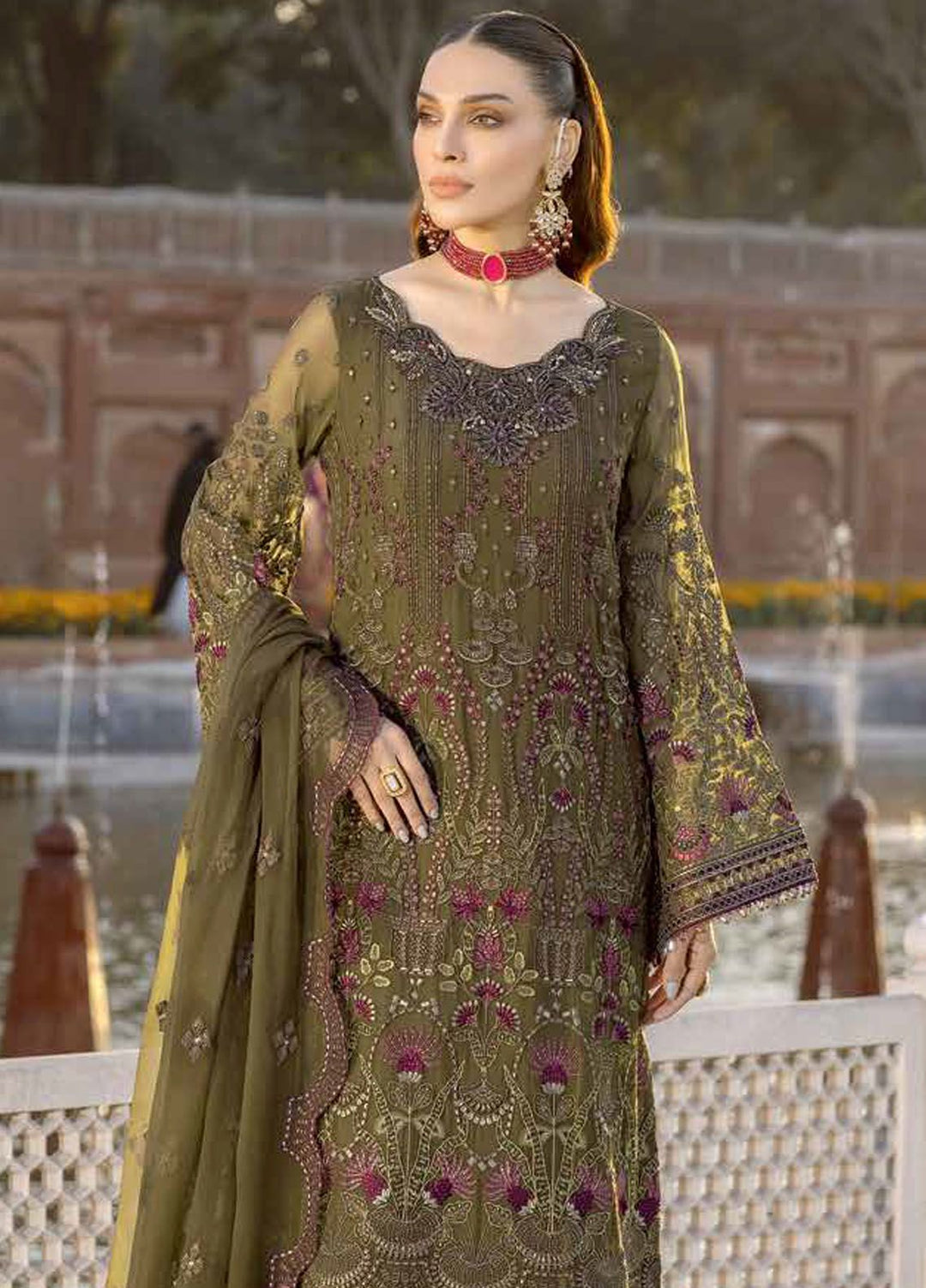 Safeera by Flossie Embroidered Chiffon Suits Unstitched 3 Piece FL24SF S-1307 Ferragnes - Luxury Collection