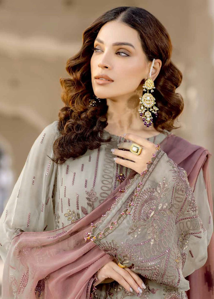 Safeera by Flossie Embroidered Chiffon Suits Unstitched 3 Piece FL24SF S-1310 Bearsuit - Luxury Collection