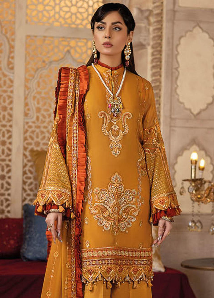Safiinah By Resham Raaj Embroidered Chiffon Suits Unstitched 3 Piece RMR23S RR-03 Kaisari - Luxury Collection