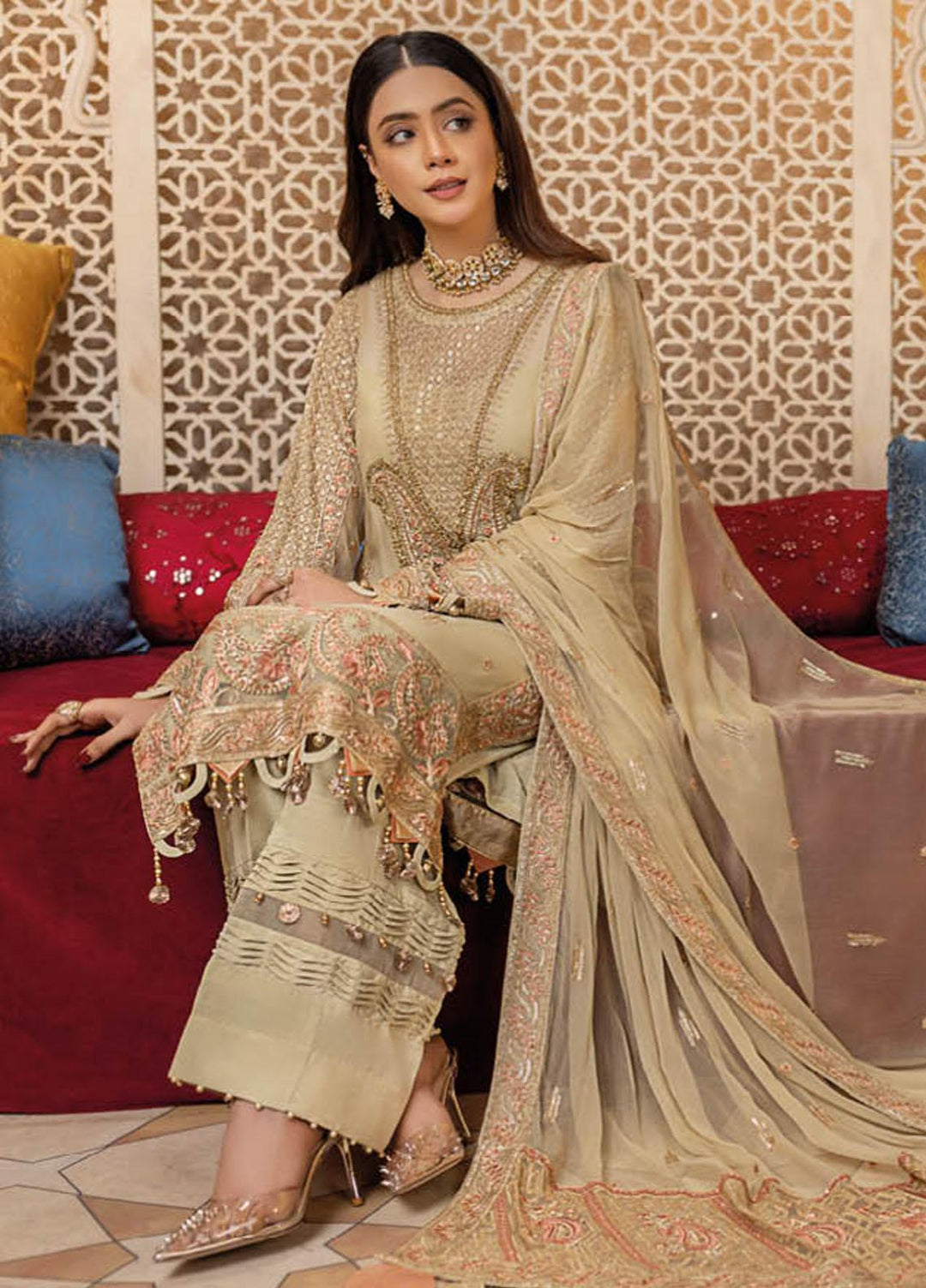 Safiinah By Resham Raaj Embroidered Chiffon Suits Unstitched 3 Piece RMR23S RR-07 Chashm - Luxury Collection