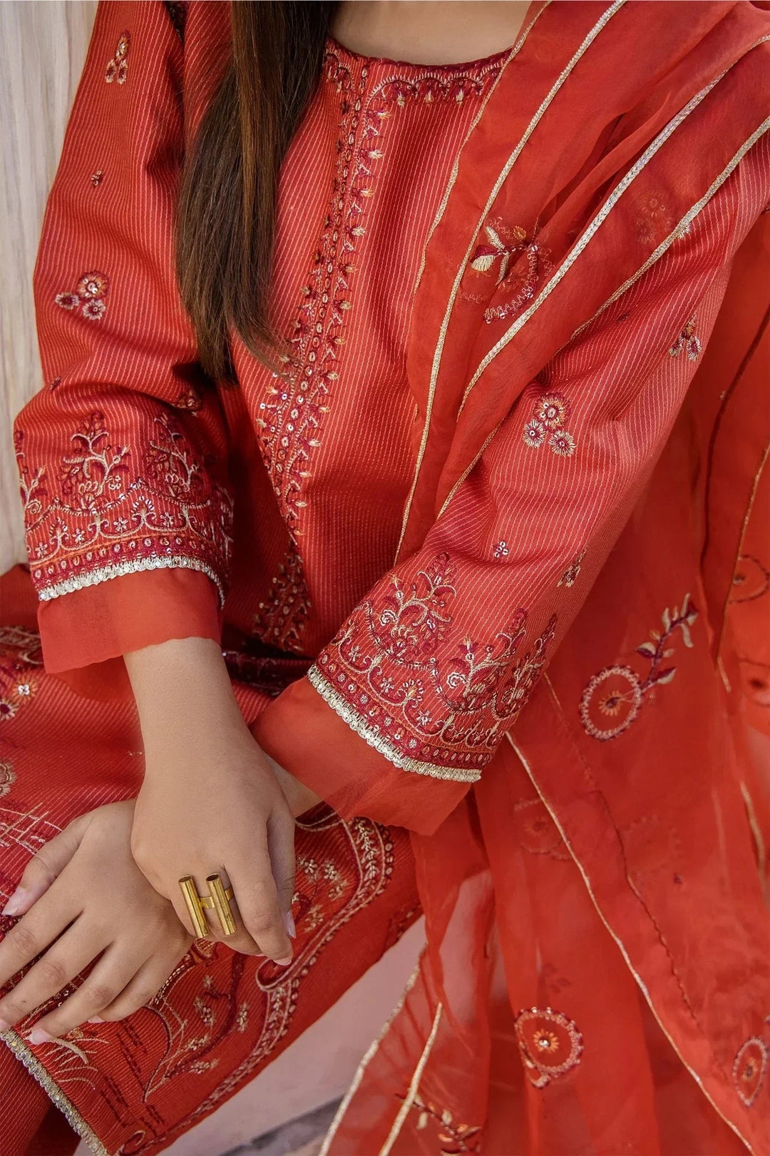Sohani Rajwani By HM RTW Embroidered Lawn 3 Piece Suit SAFRON Festive Collection