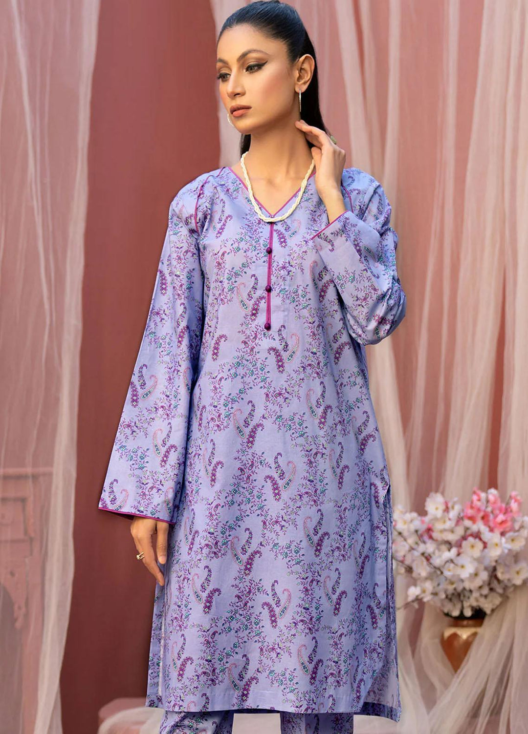 Safwa Printed Lawn Suits Unstitched 2 Piece SW23O OR-18 - Summer Collection
