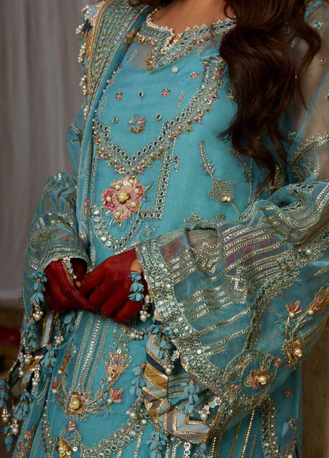 Sagar Kinaray By MNR Embroidered  Suits Unstitched 3 Piece MNR23SK ZWU23-17 UMBER - Wedding Collection