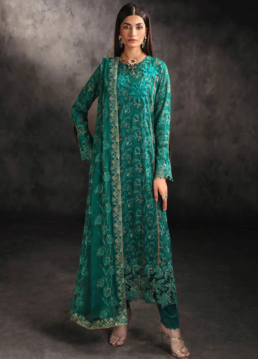 Sage By Rajbari Embroidered Chiffon Suit Unstitched 4 Piece RB24Sf D-01 Opulance - Formal Collection
