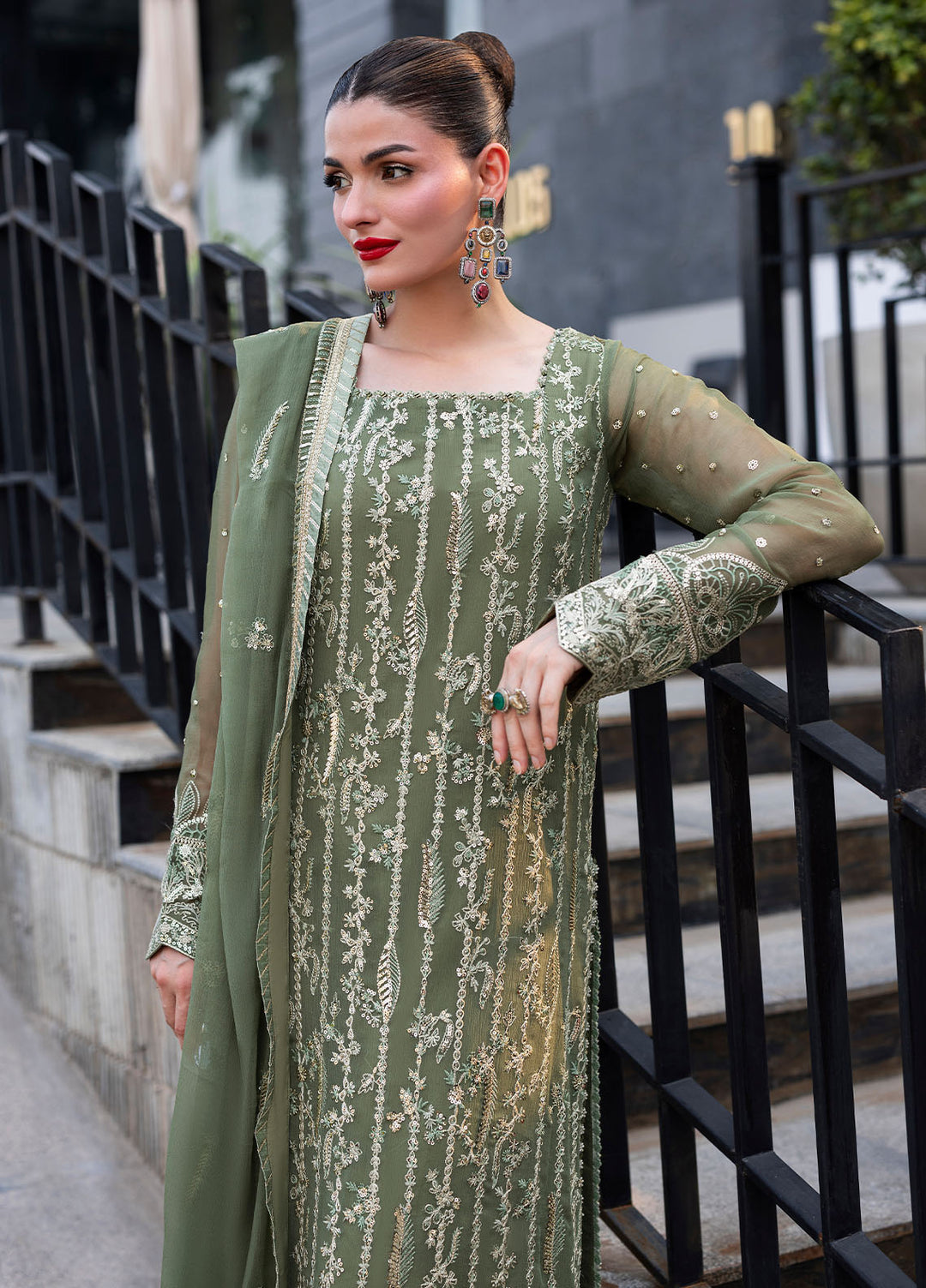 Sahane Embroidered Chiffon Suits Unstitched 3 Piece CT 25006 Mist - Formals Collection