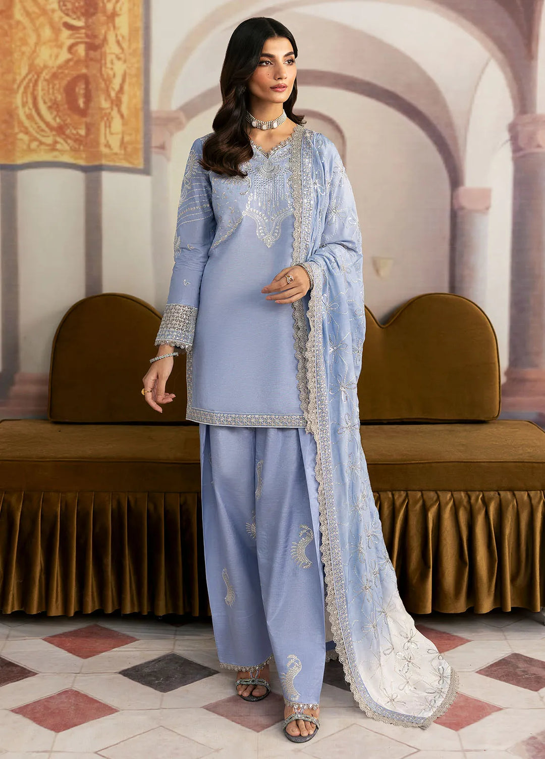 Sahane Embroidered Raw Silk Suits Unstitched 3 Piece SNE24TG TSG-05 Abyss - Festive Collection