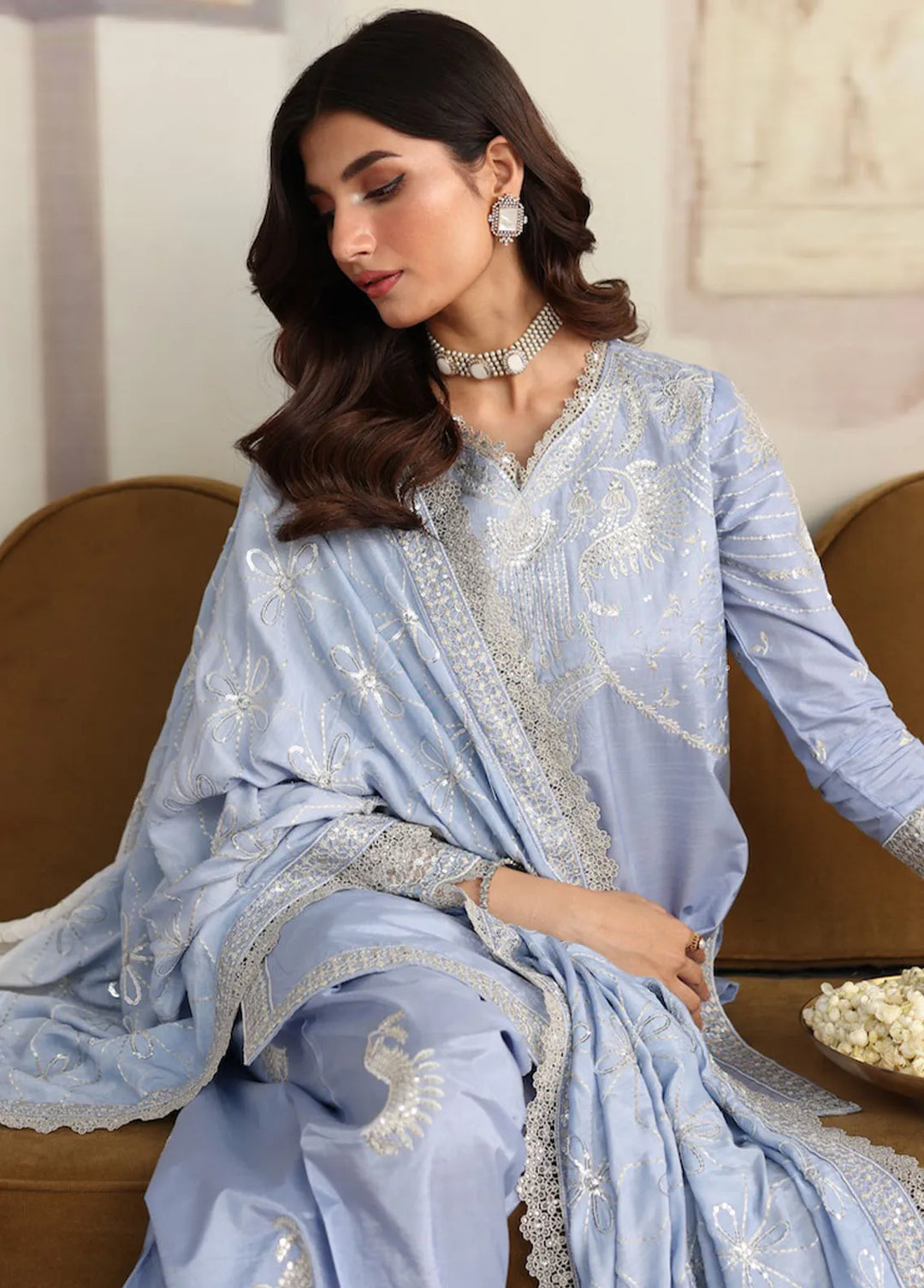 Sahane Embroidered Raw Silk Suits Unstitched 3 Piece SNE24TG TSG-05 Abyss - Festive Collection