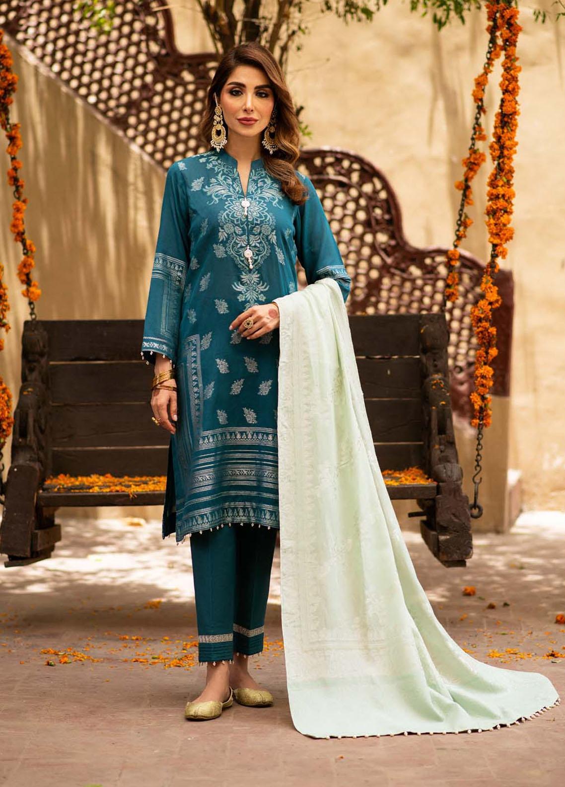 Sahar Jacquard Cotton Suits Unstitched 3 Piece SAENJC Akasi - Summer ...