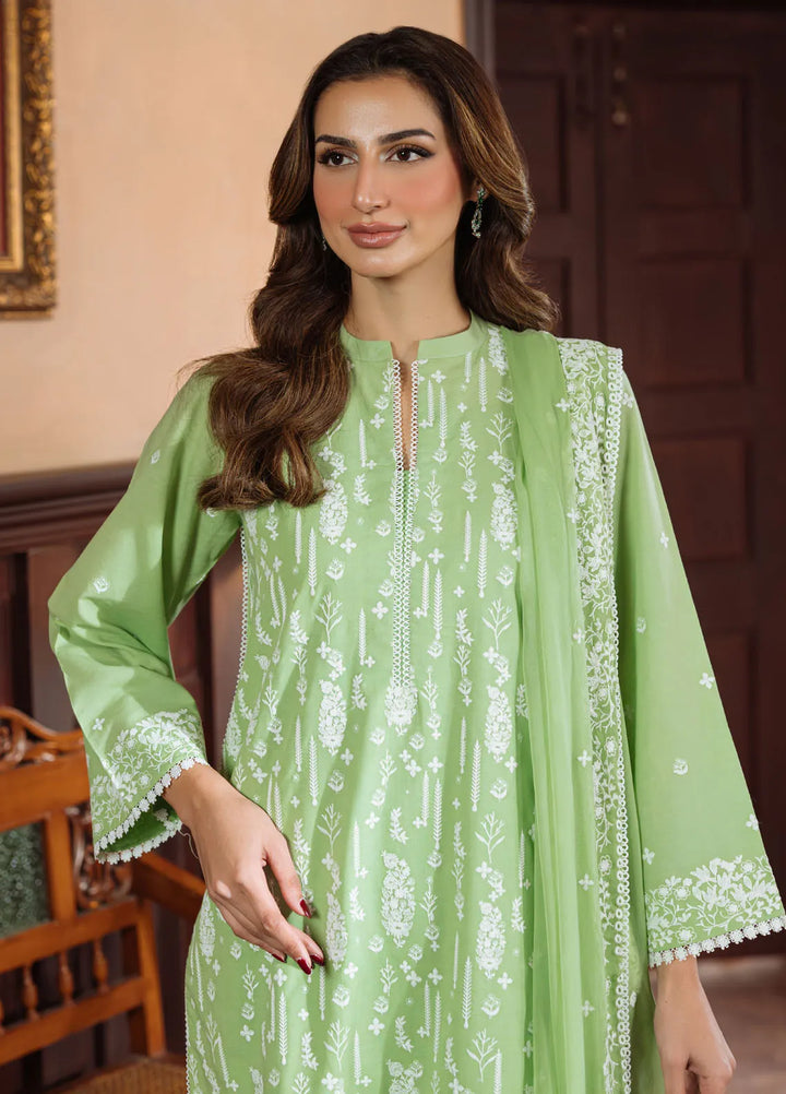 Sahar Embroidered Chikankari Suit Unstitched 3 Piece CK-25-V1-05 Celadon Dream - Festive Collection