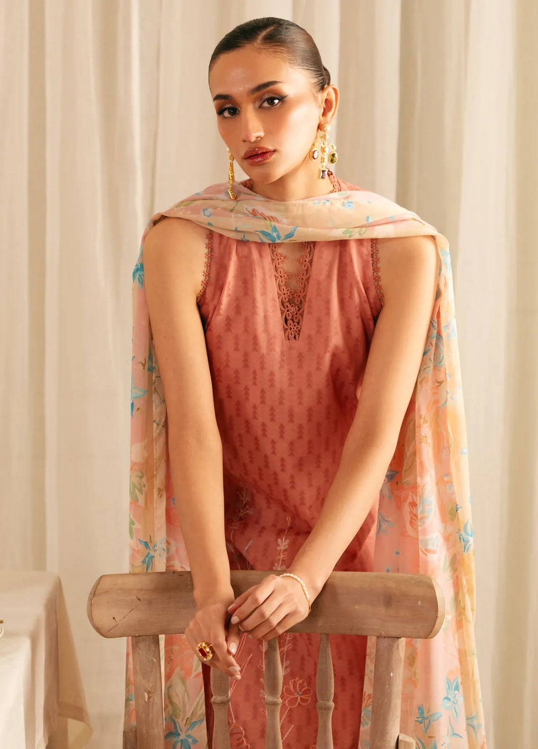 Sahar Embroidered Jacquard Suit Unstitched 3 Piece FL-V1-S25-03 Peach Blossom - Festive Collection