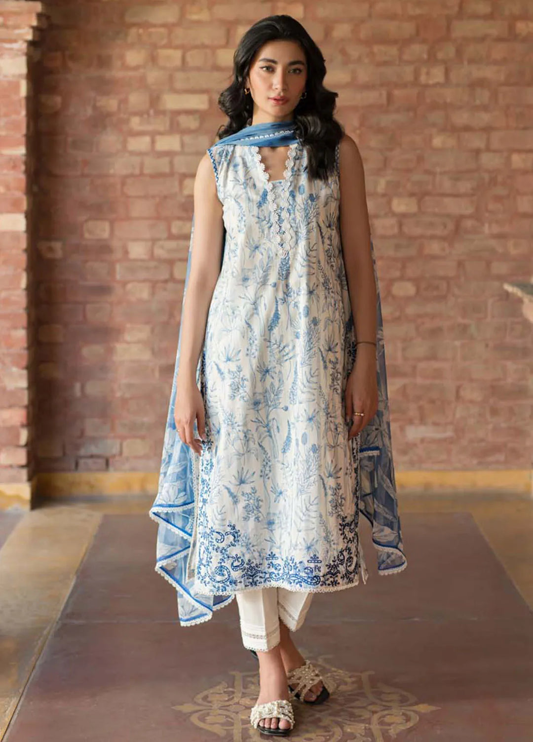 Sahar Embroidered Lawn Suit Unstitched 3 Piece SHR24S S24-EL-V2-01 - Summer Collection