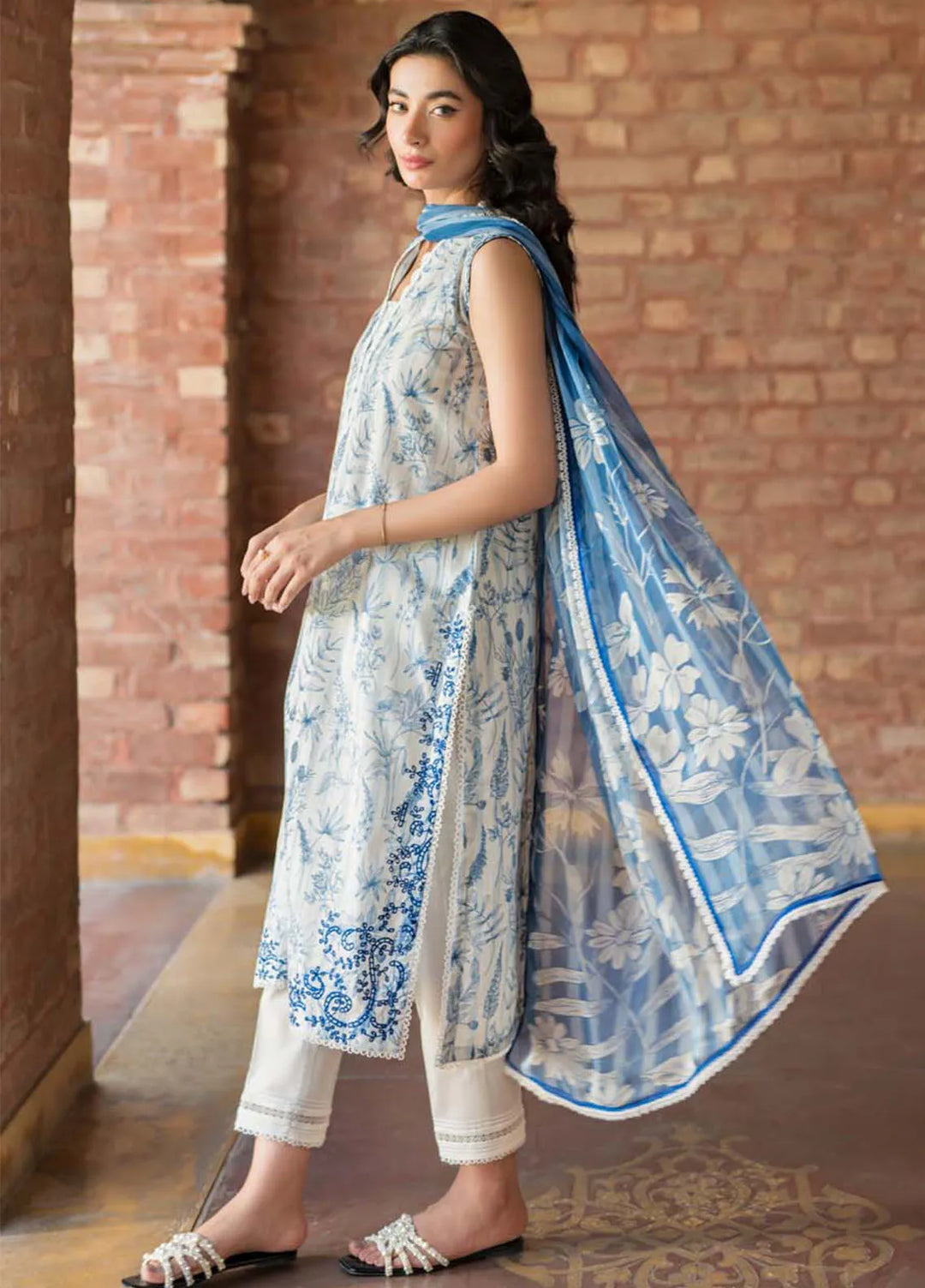 Sahar Embroidered Lawn Suit Unstitched 3 Piece SHR24S S24-EL-V2-01 - Summer Collection