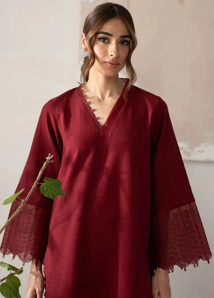 Sahar Pret Embroidered Slub Khaddar 2 Piece Suit AWEK-RR-V2-03 Passion Petals